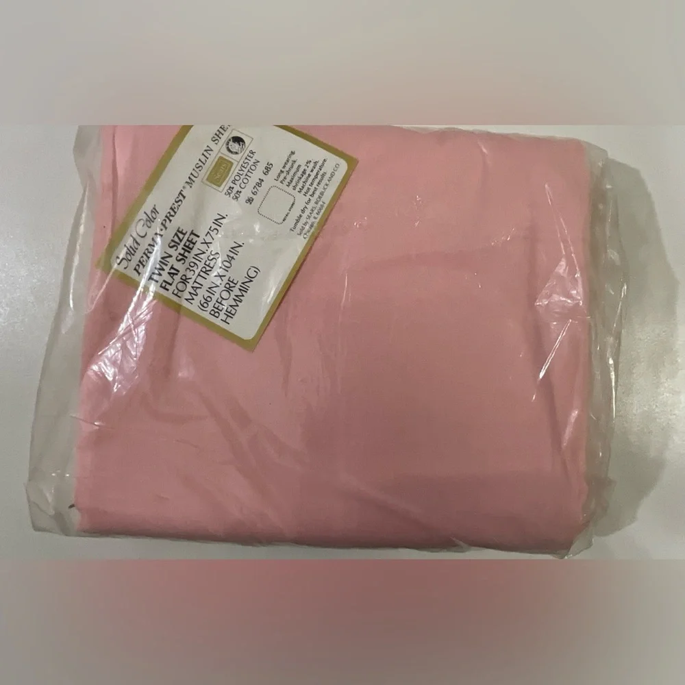 Vintage Sears Perma Prest Standard Pink Muslin Twin Flat Sheet NOS